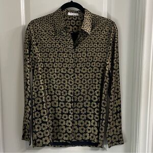 Equipment Black and Gold Silk Floral Shirt